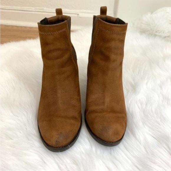 Franco Sarto Odette Cognac Suede Ankle Bootie - Picture 3 of 4